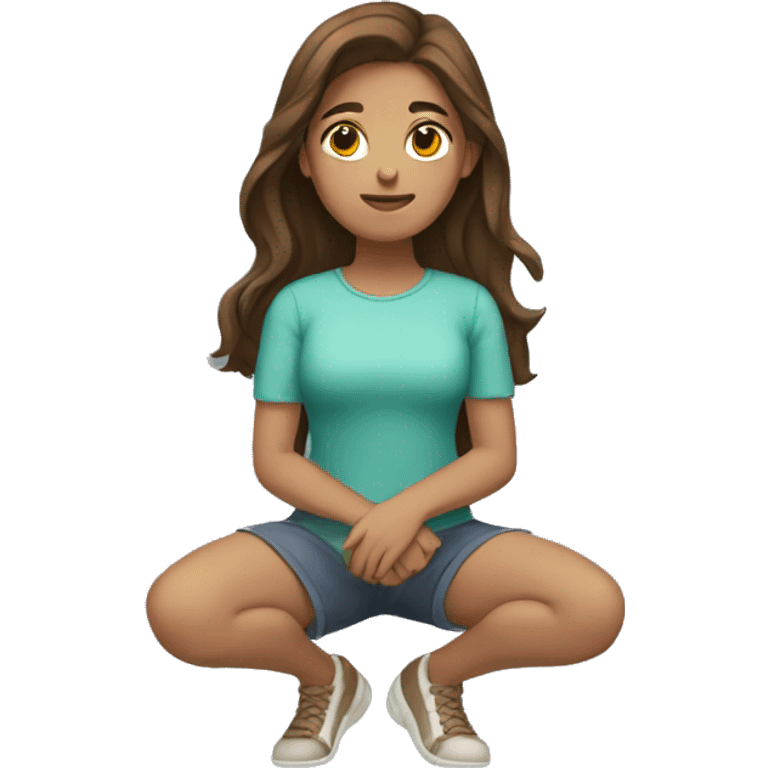 girl with brown hair kneeling emoji