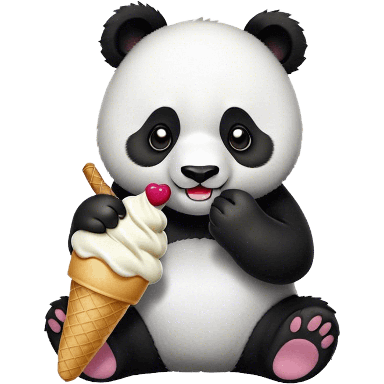 Panda eating ice cream emoji