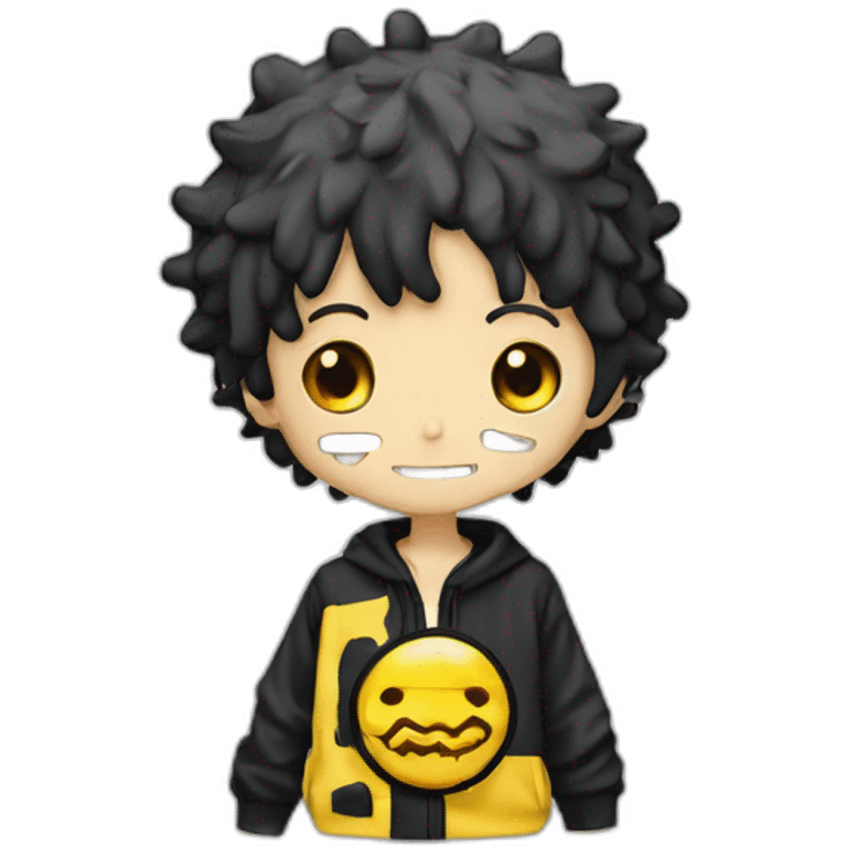 Trafalgar law qui Sourit en tenant la main de shoto tedoroki emoji