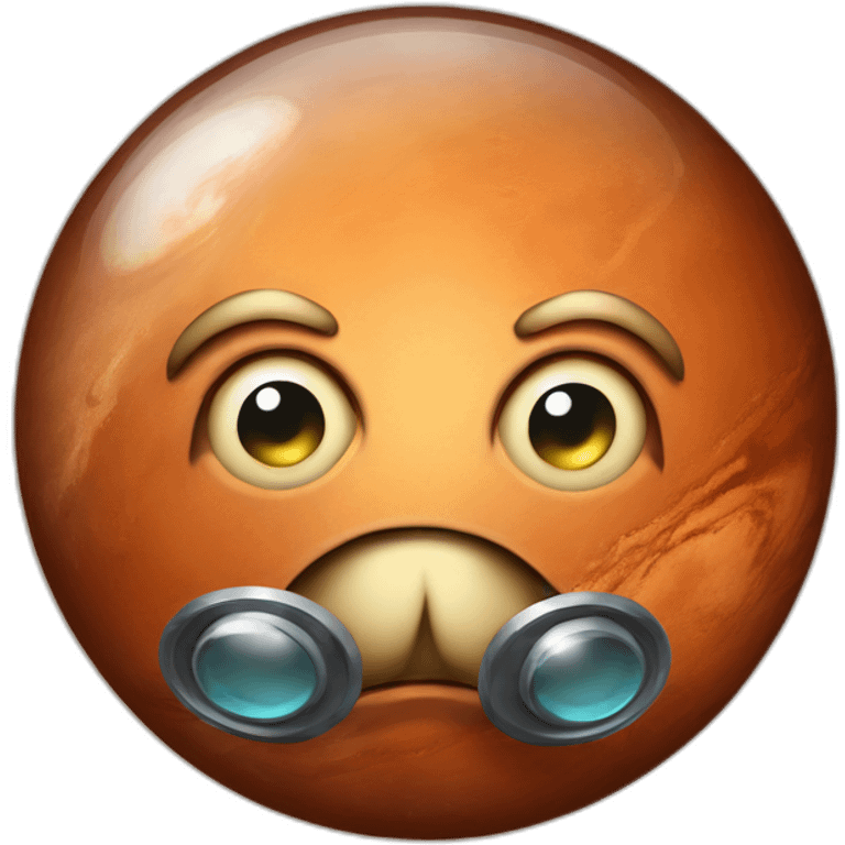 planet mars with a monocle and a thoughtful face emoji