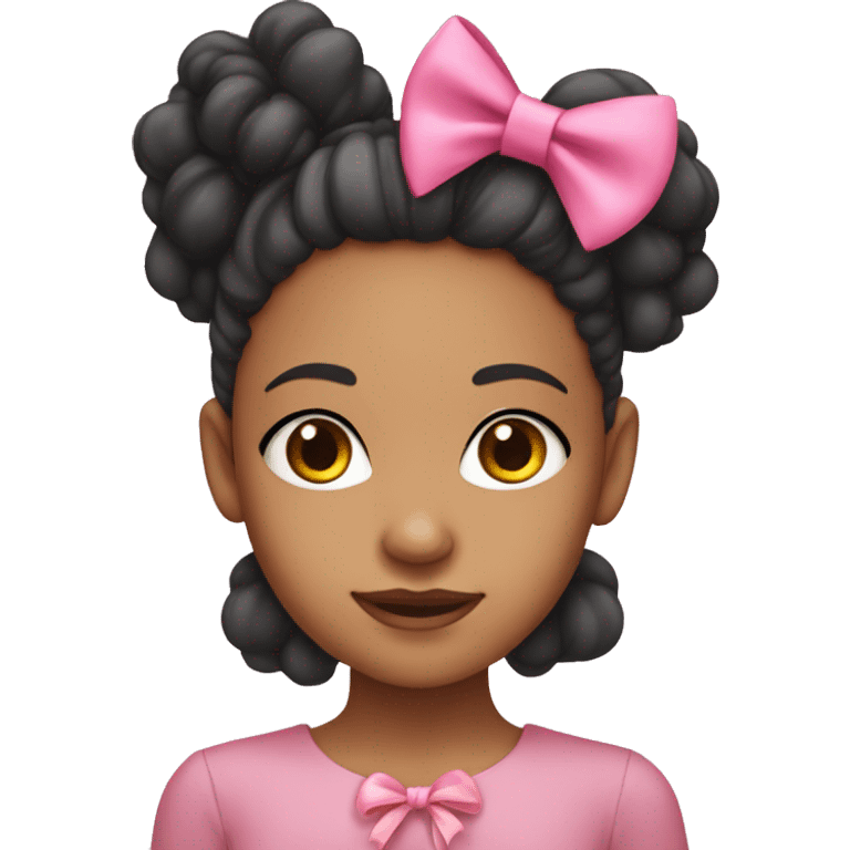 Mixed race girl with a pink bow emoji