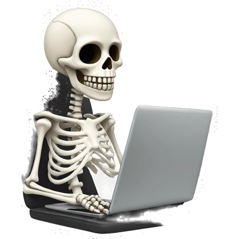 happy skeleton working on laptop emoji