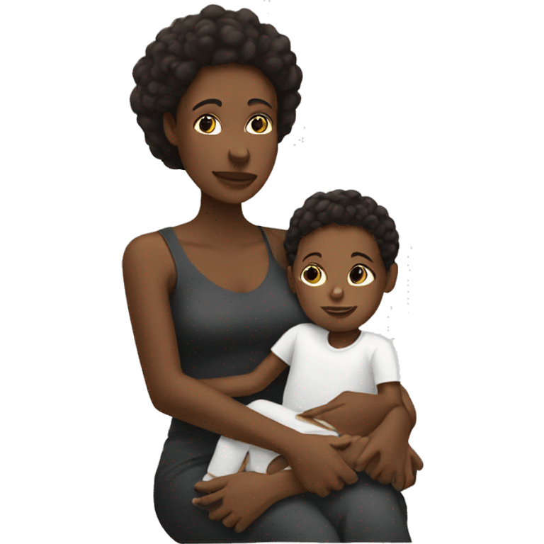 black mother with white child on her lap emoji