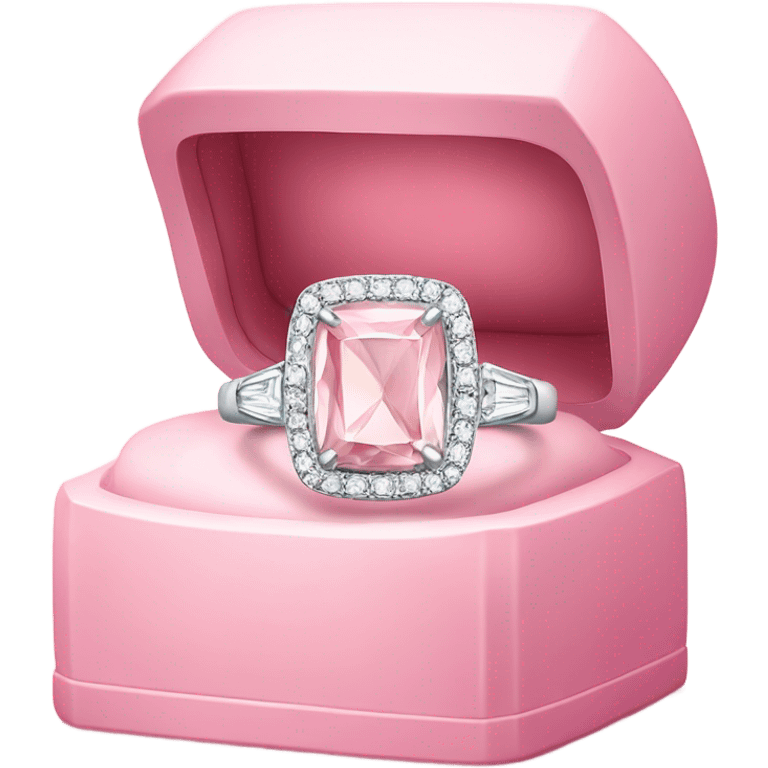 luxurious diamond ring place inside open light pink box emoji