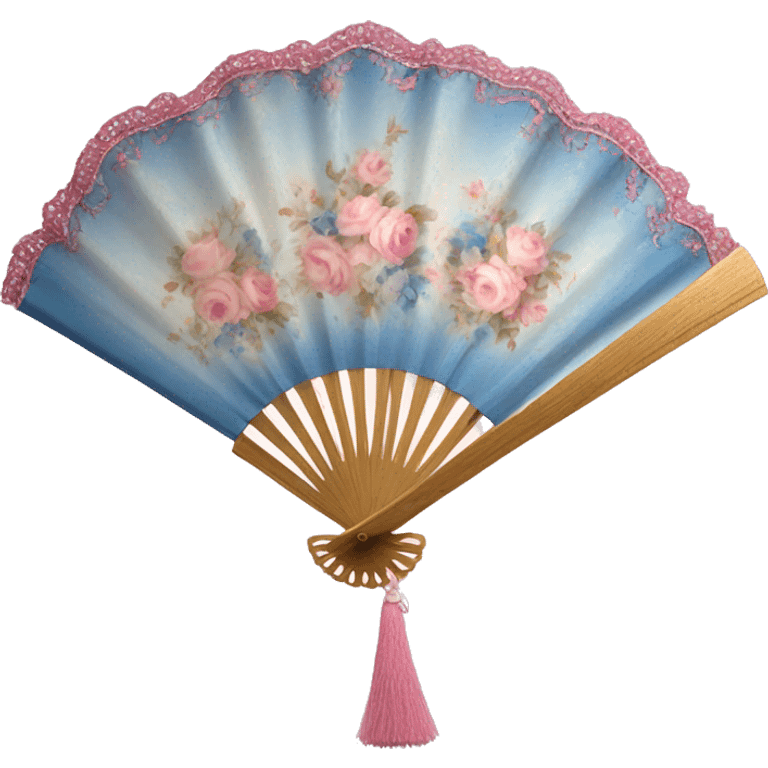 Rococo hand fan pink and blue  emoji