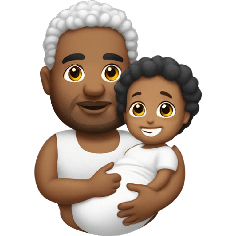 fat dominican man with curly hair holding his white baby girl emoji