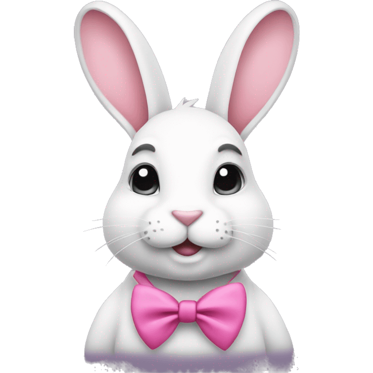 A white rabbit with a pink bow on his neck  emoji