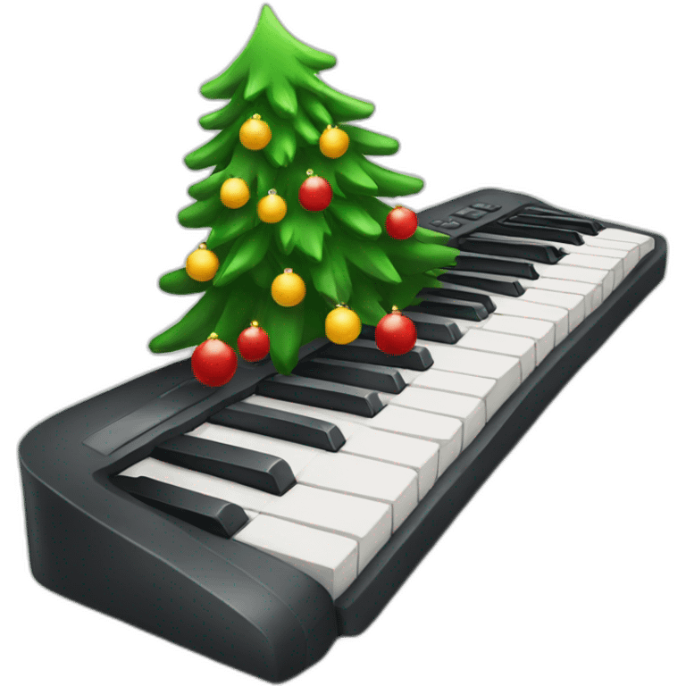 A keyboard with a xmas tree emoji