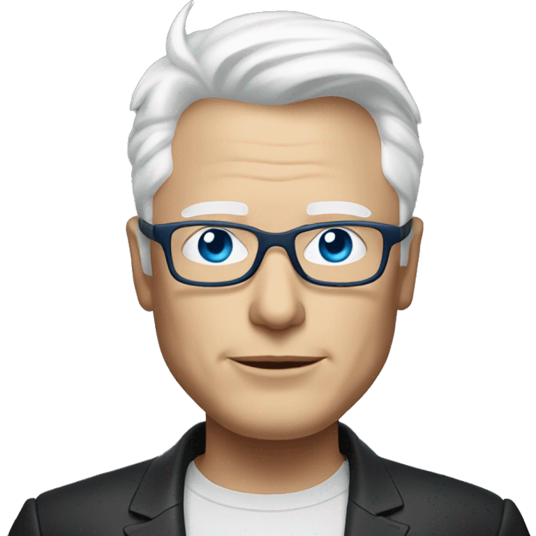 Elon Musk with white hair and blue glasses  emoji