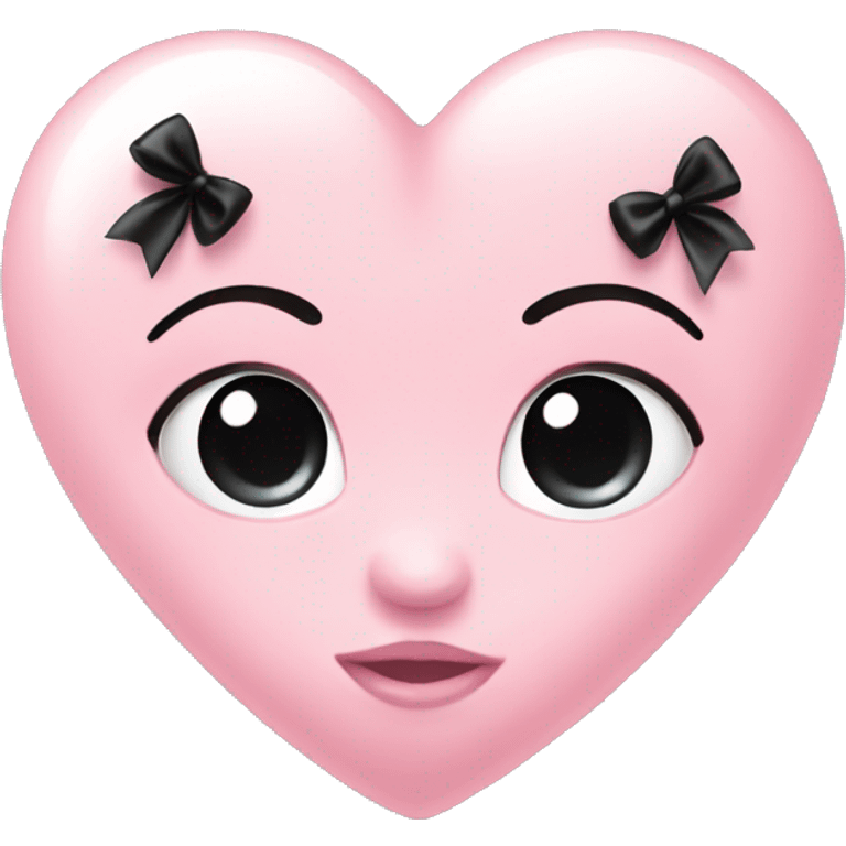 baby pink heart with mini black bows emoji