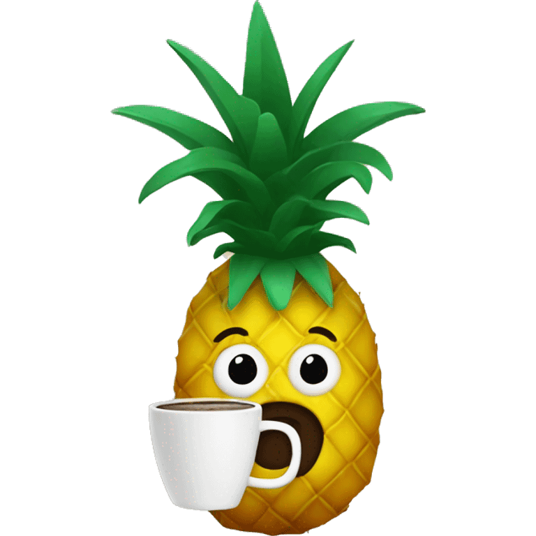 A pineapple holding a coffee emoji