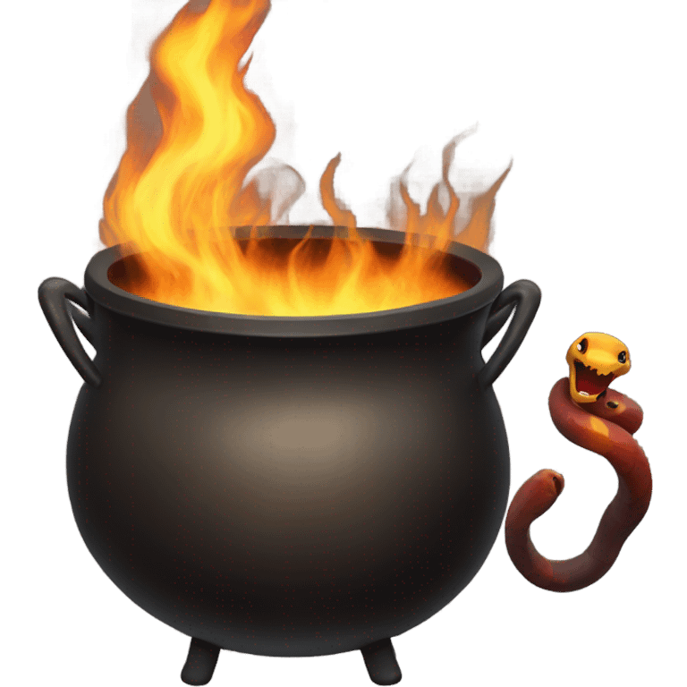 Cauldron with a fire snake that is inside emoji