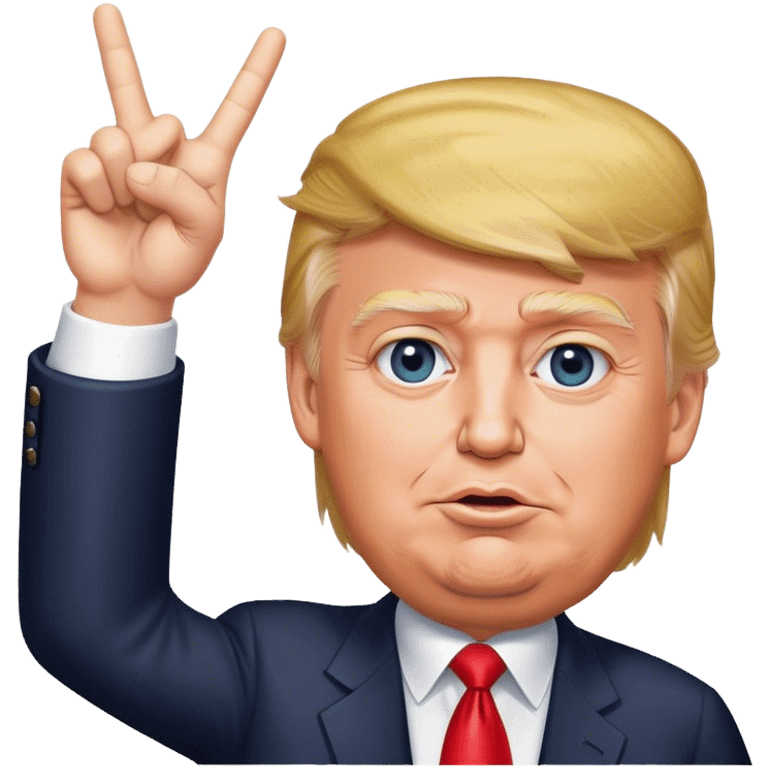 Donald  Trump shows hand  victory hyperrealistic emoji