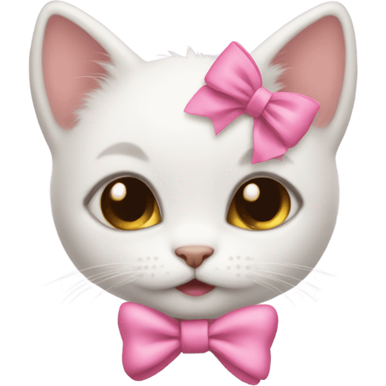 cute baby cat with a pink bow on the side  emoji