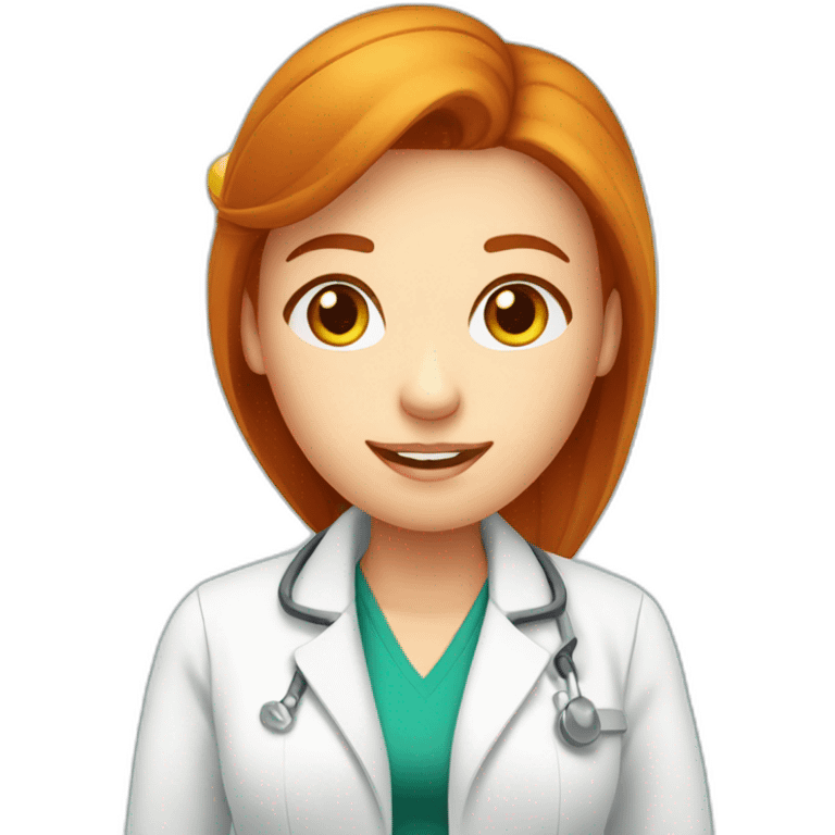 Femme rousse travaille dans un laboratoire pharmaceutique  emoji