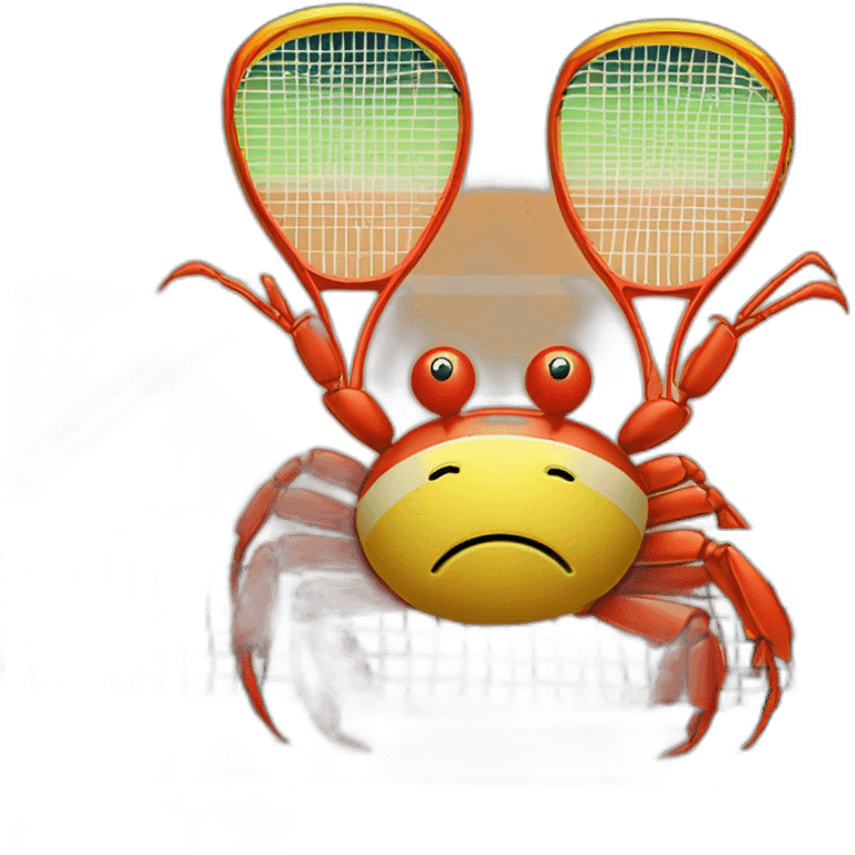 crabe sur balle de tennis sur raquette emoji