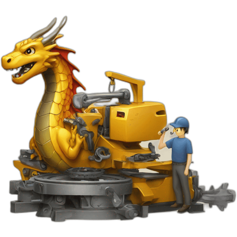 Dragon  Engineering machine  Draw a dragon by an engineering machine emoji