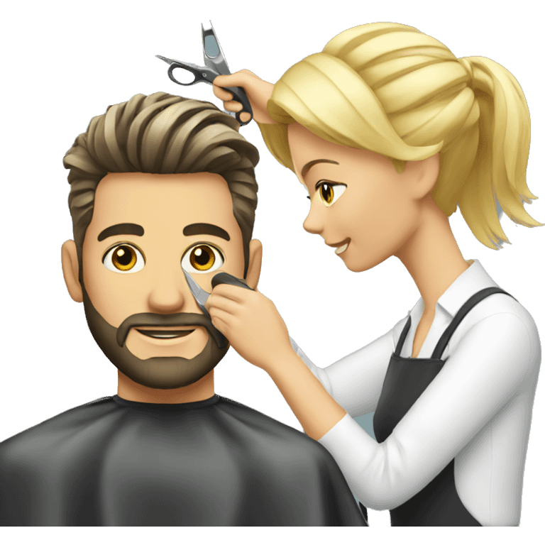 hairdresser doing a haircut emoji