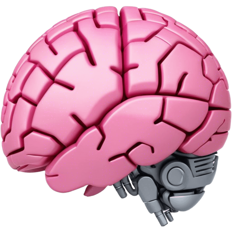 3d pink robotic brain in a form of earth from an angled perspective emoji