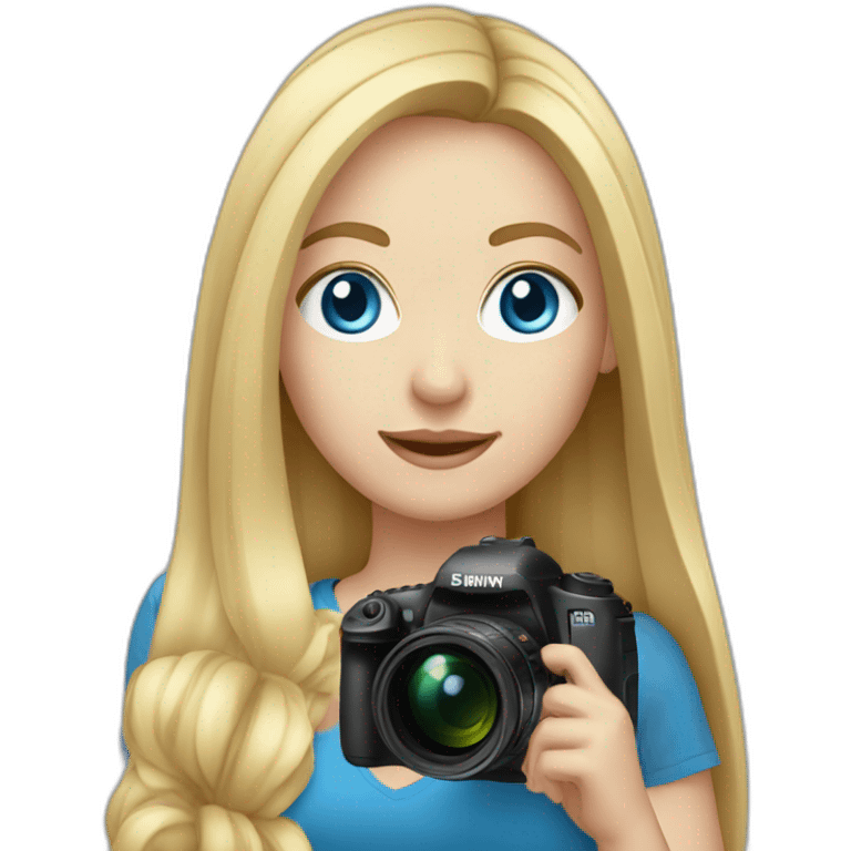 female-photographer-taking-a-picture-light-skinned-long-hair blue eyes emoji