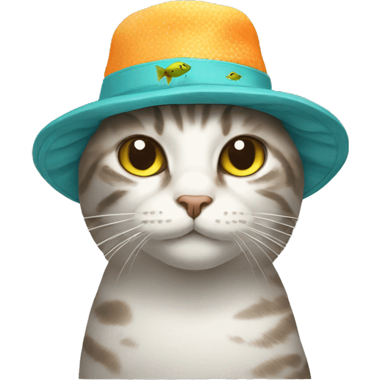 Cat wearing fish as a hat emoji