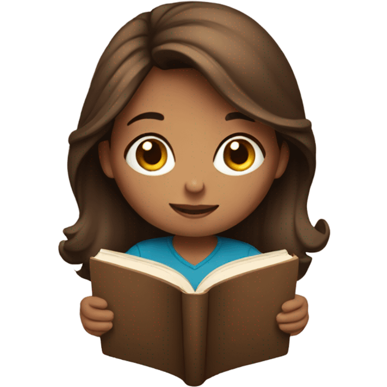 Brown hair girl reading a book emoji