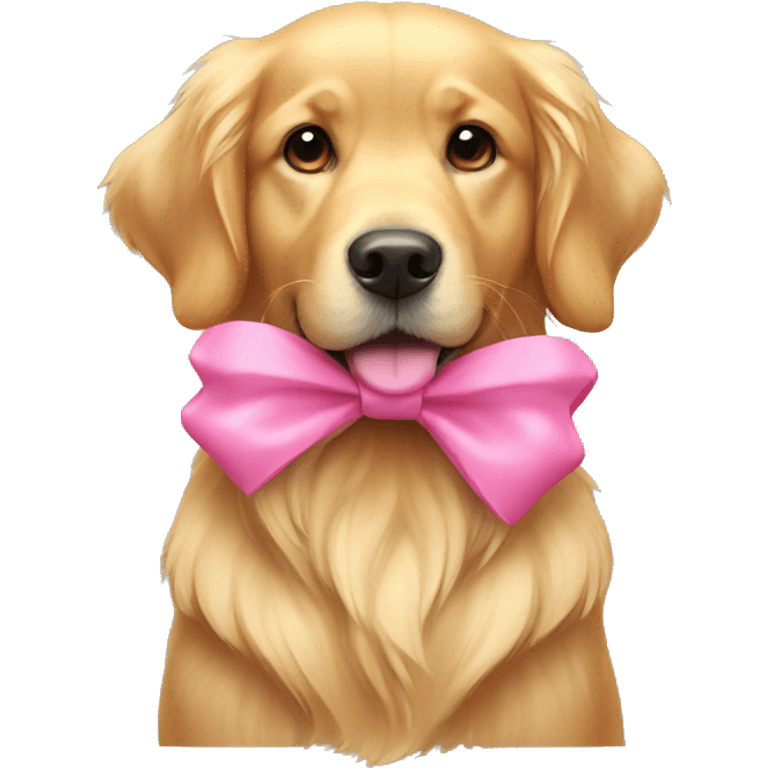 golden retriever with a pink bow emoji