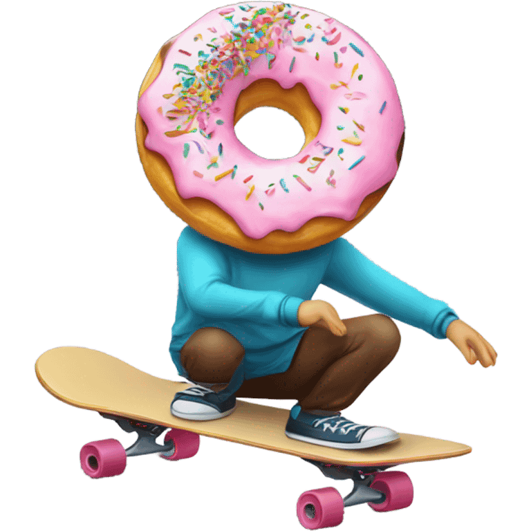 Donut riding a skateboard emoji