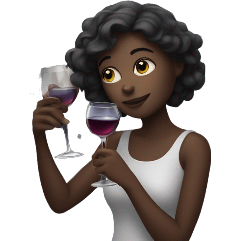 Girl under starry moonlight with wineglass in hand emoji