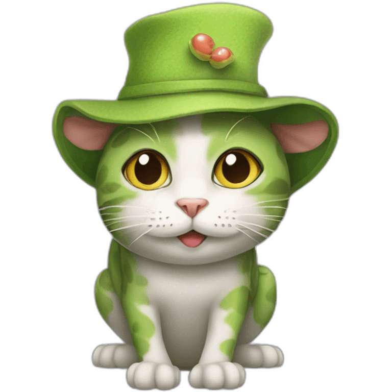 Cat in a frog hat emoji