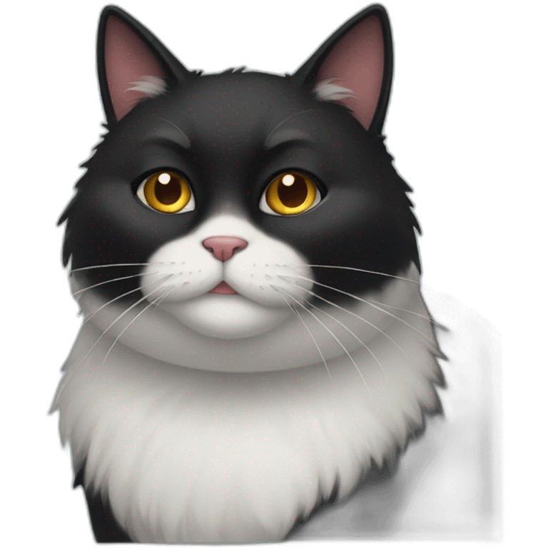 fat furry black cat emoji