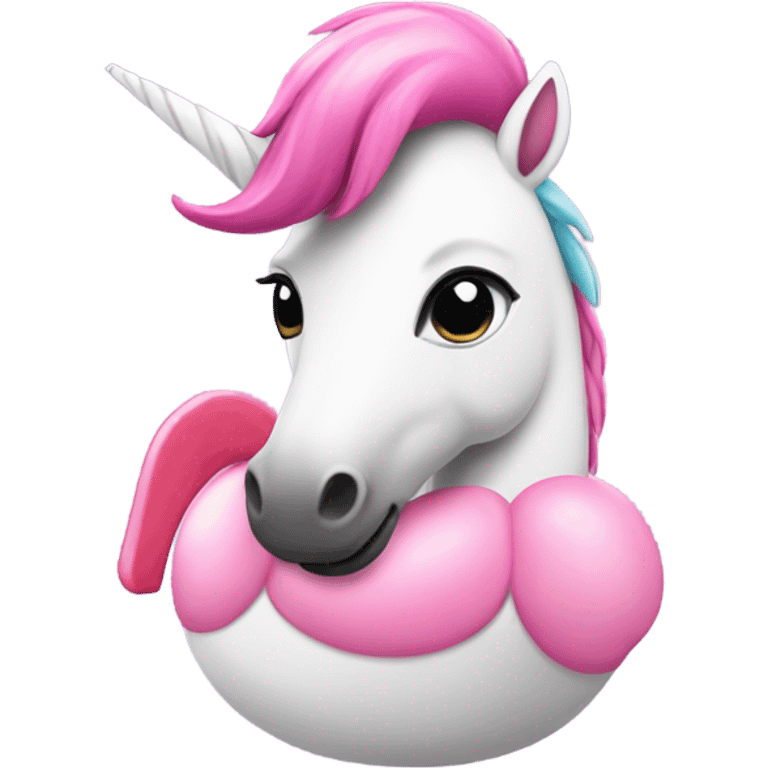 Unicorn wearing a flamingo floatie  emoji