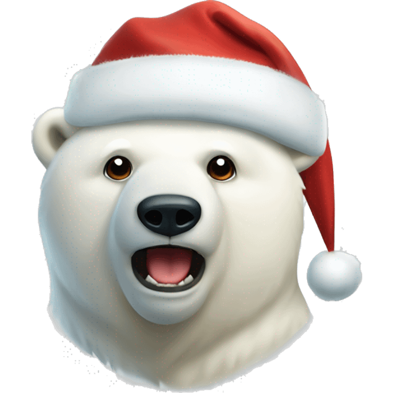 Polar bear with a santa hat emoji