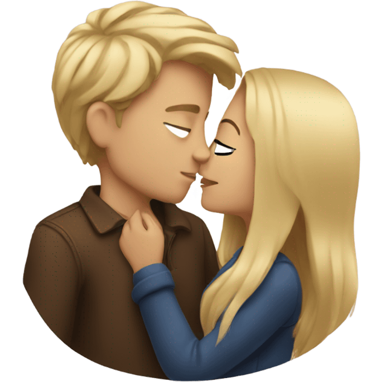 Blond man kissing a brown haired girl  emoji