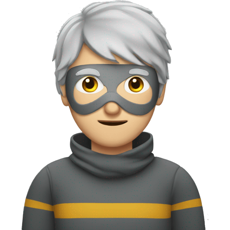 Burglar with eye mask and striped jumper and grey hair emoji