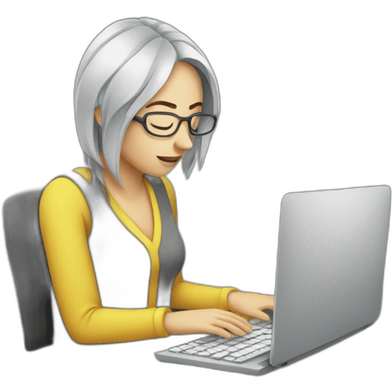 exhausted woman programmer with computer emoji