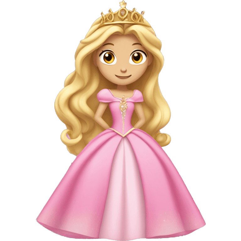 Princess Aurora with gold tiara pink dress   emoji