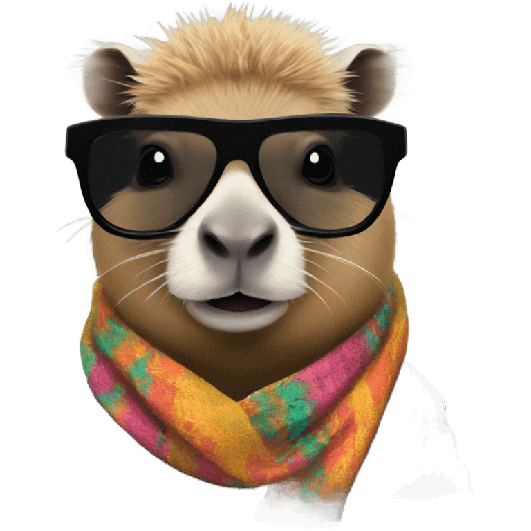 Capybara in black rave glasses and pashmina  emoji