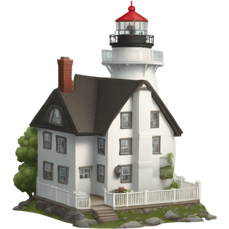 Cottage next to lighthouse  emoji