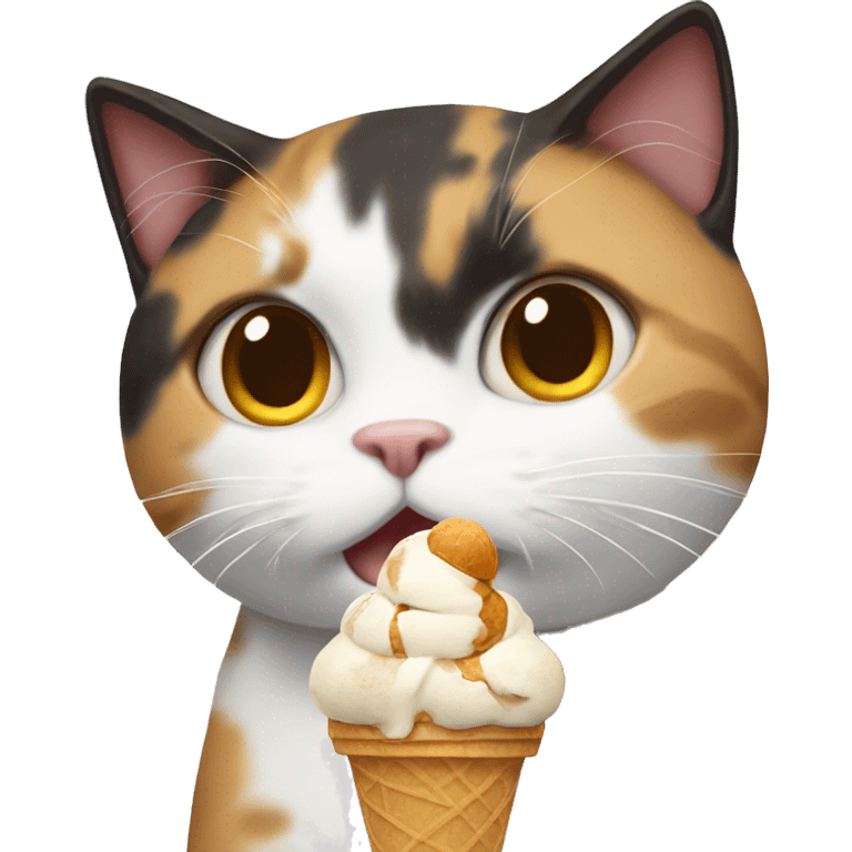 Icecream with calico cat emoji