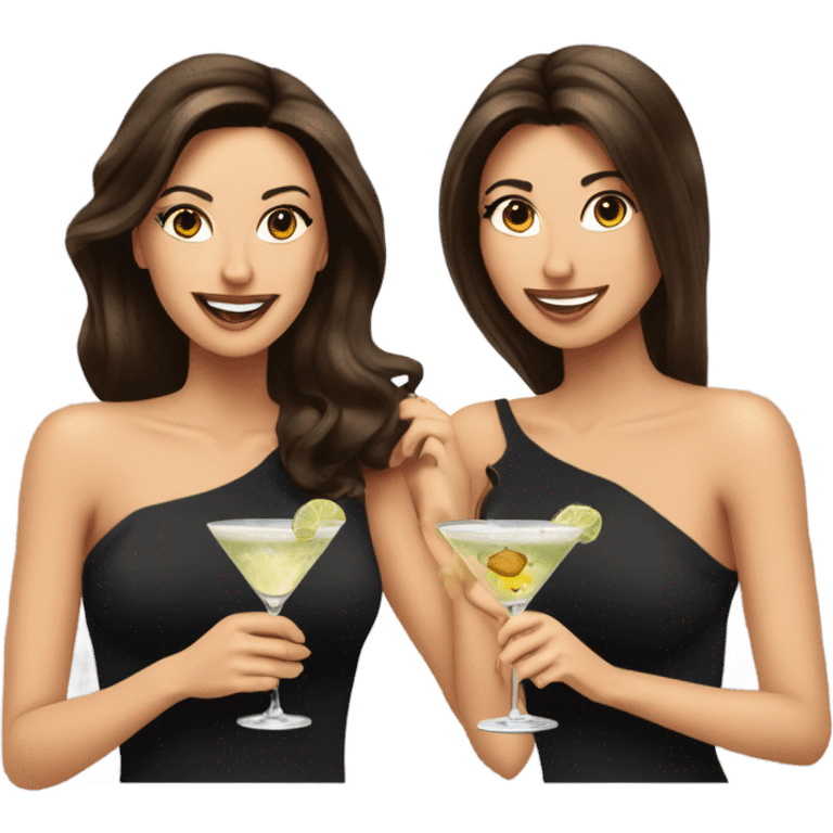  women two friends sipping prnstar martinis brunettes emoji