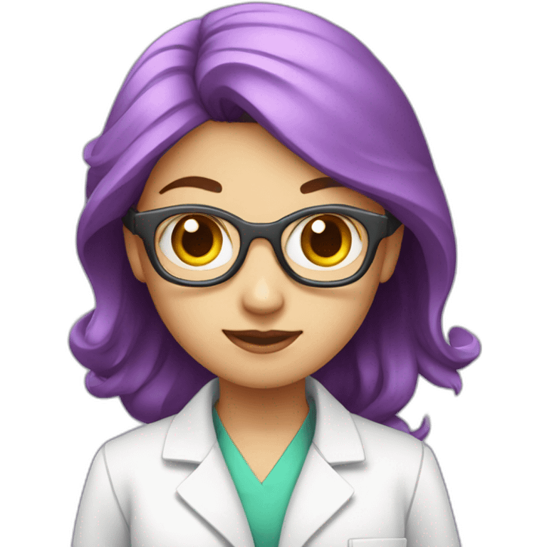 Girl with a violet hair scientist in a labcoat emoji