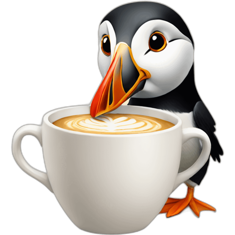 puffin drinking latte emoji