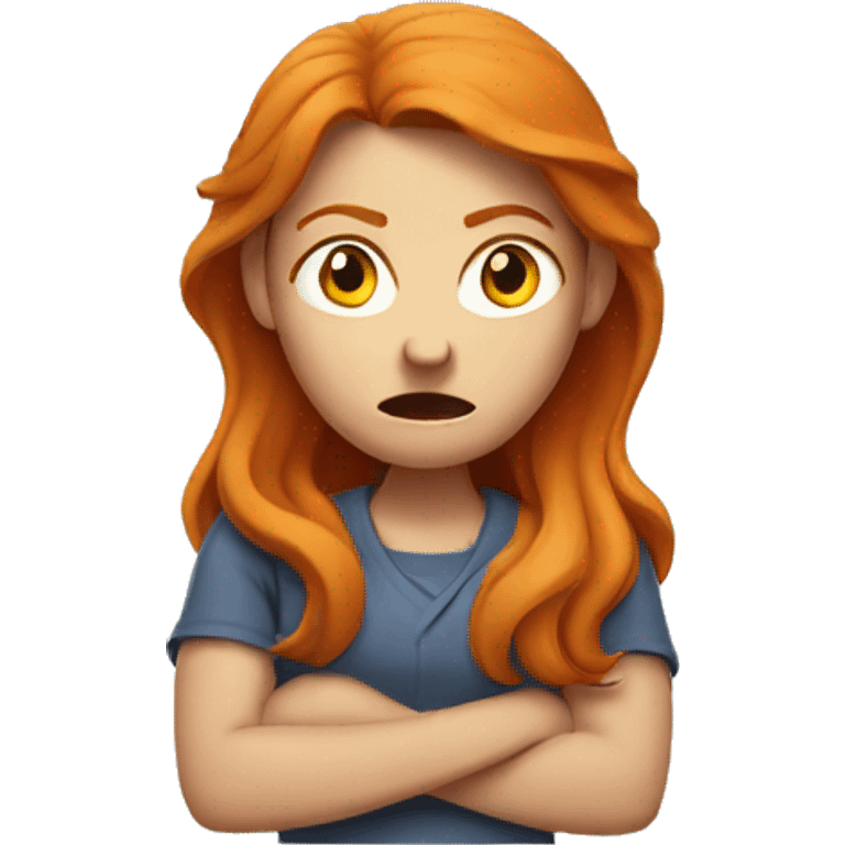 Angry ginger woman crossing her arms emoji