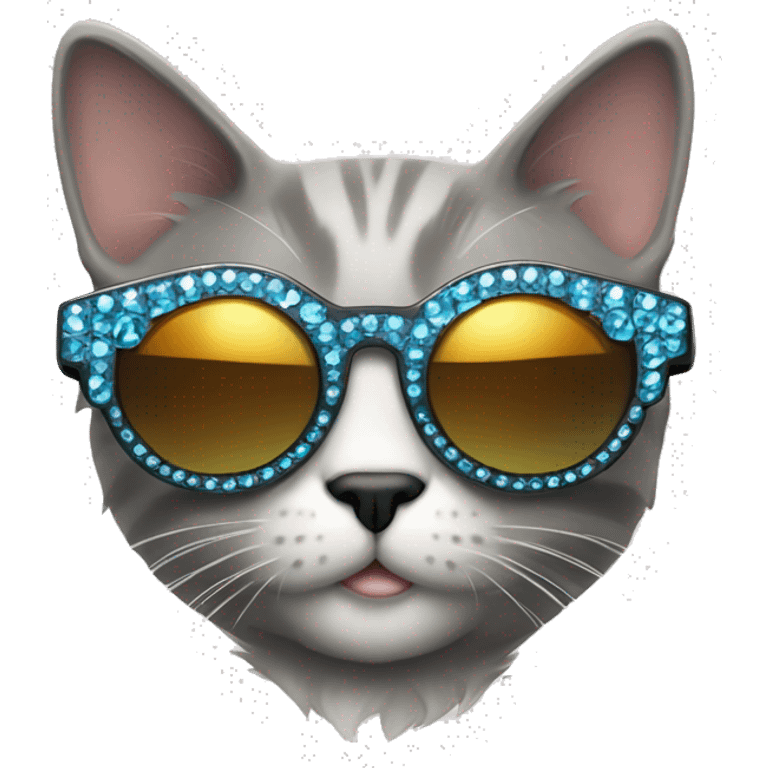 a full body cat wearing big bedazzled sun glasses  emoji