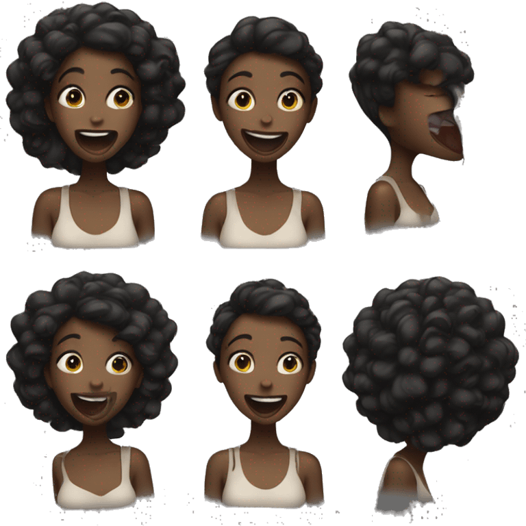 Black girl with black could hair shoulder length showing excitement biting bottom lip  emoji