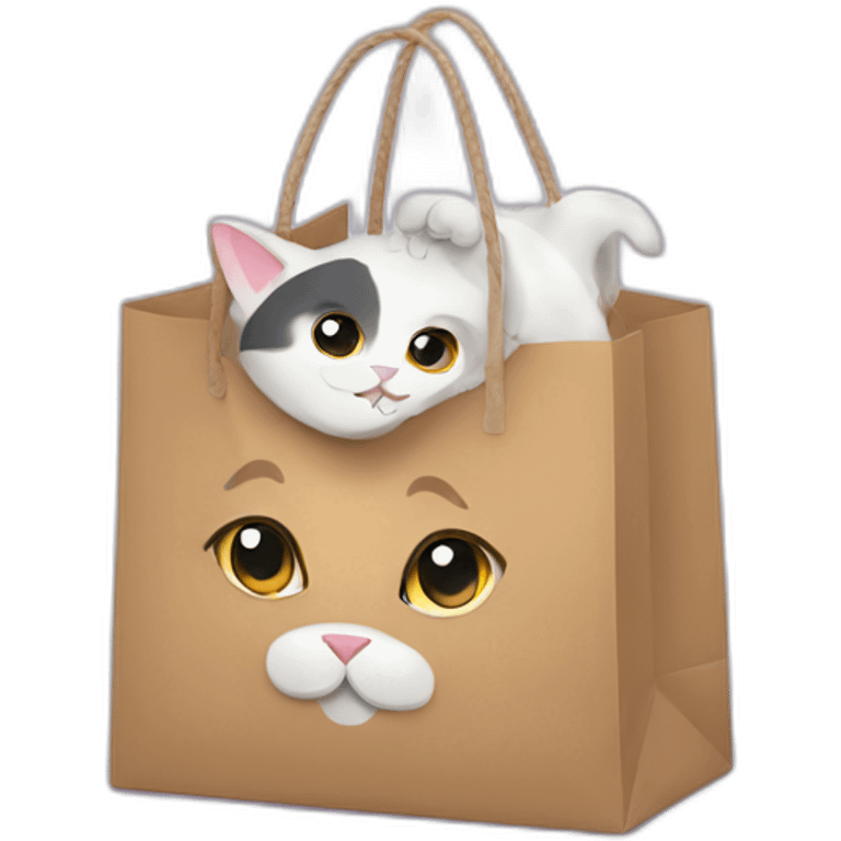 Cat hides in shopping bag emoji