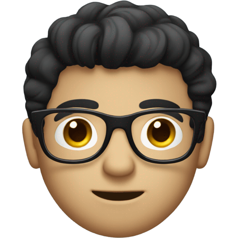 Cute black hair white man with glasses and a laptop  emoji