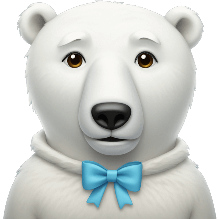 Polar bear wearing a bow emoji