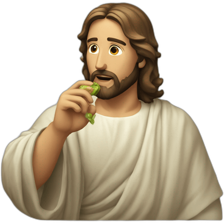 Jésus qui mange une pierre emoji